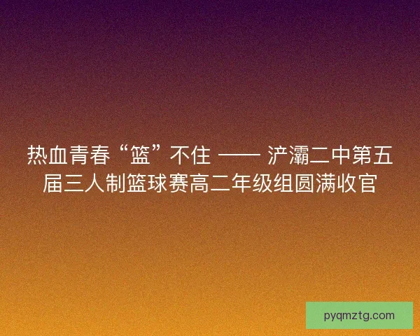 热血青春 “篮” 不住 —— 浐灞二中第五届三人制篮球赛高二年级组圆满收官