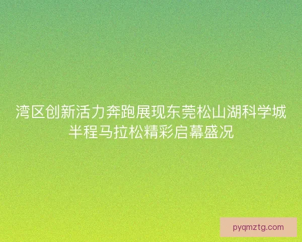 湾区创新活力奔跑展现东莞松山湖科学城半程马拉松精彩启幕盛况